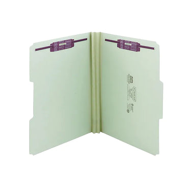 Smead Pressboard Classification Folders with SafeSHIELD Fasteners, 1/3-Cut Tab, Letter Size, Gray/Green, 25/Box (14934)